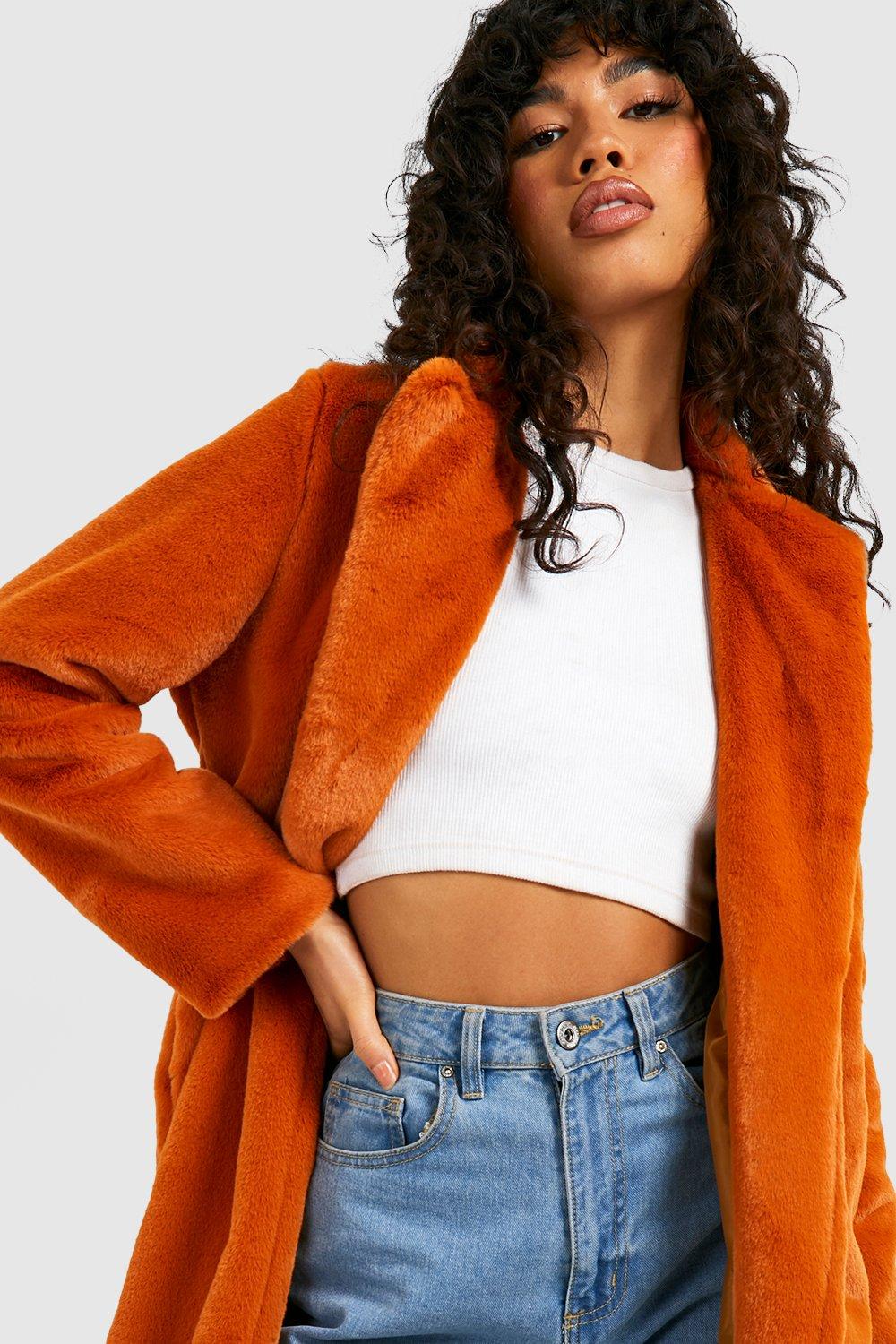 Burnt orange fuzzy on sale jacket